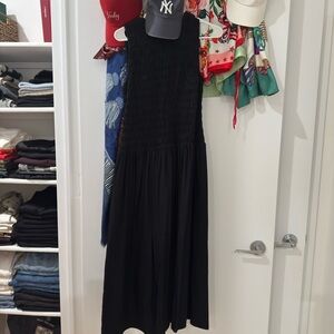 Mango Smocked Black Sleeveless Dress